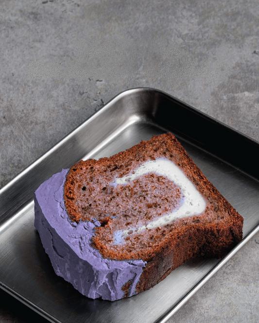 Banana bread couvert d’un ube halaya 