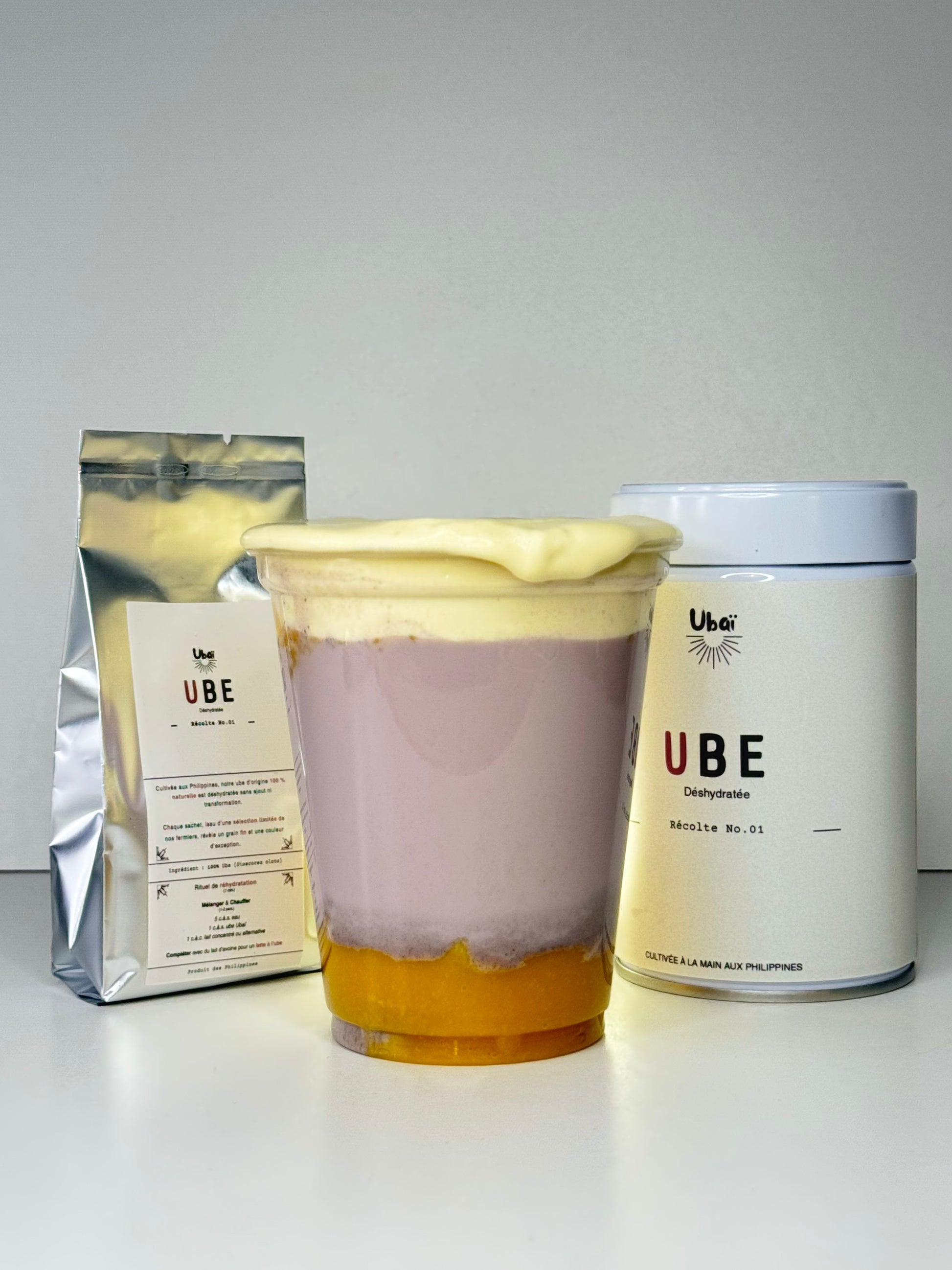 Le set d'ube Ubaï autour d'un ube mango latte 